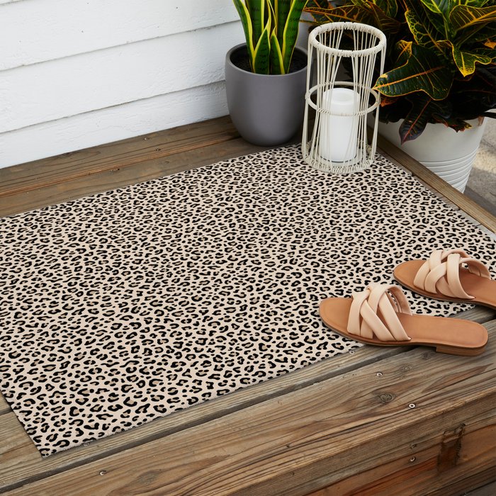 BLACK and WHITE LEOPARD PRINT â Ecru | Collection : Leopard spots â Punk Rock Animal Prints | Outdoor Rug Gallery Image 2