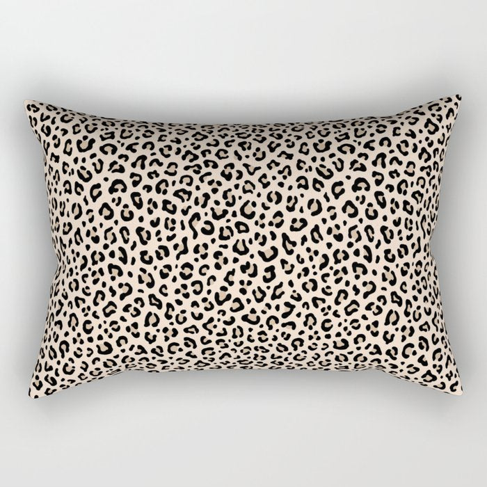 BLACK and WHITE LEOPARD PRINT â Ecru | Collection : Leopard spots â Punk Rock Animal Prints | Rectangular Pillow Gallery Image 1