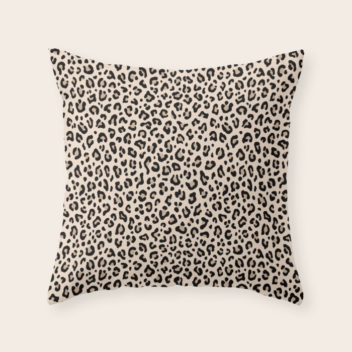 BLACK and WHITE LEOPARD PRINT â Ecru | Collection : Leopard spots â Punk Rock Animal Prints | Throw Pillow Gallery Image 6