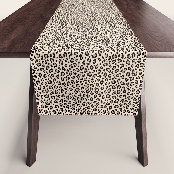 BLACK and WHITE LEOPARD PRINT â Ecru | Collection : Leopard spots â Punk Rock Animal Prints | Table Runner Gallery Image 1