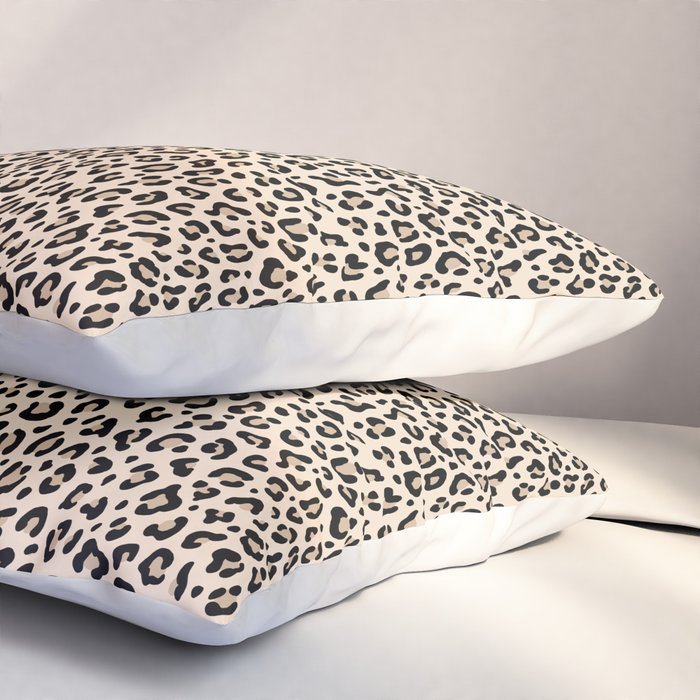 BLACK and WHITE LEOPARD PRINT â Ecru | Collection : Leopard spots â Punk Rock Animal Prints | Pillow Sham Gallery Image 3