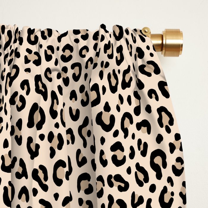 BLACK and WHITE LEOPARD PRINT â Ecru | Collection : Leopard spots â Punk Rock Animal Prints | Window Curtain Gallery Image 2