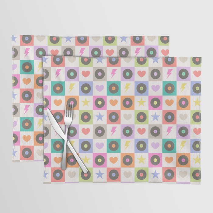 Colorful Checkerboard 80s - Pastel Colors Placemat Gallery Image 1