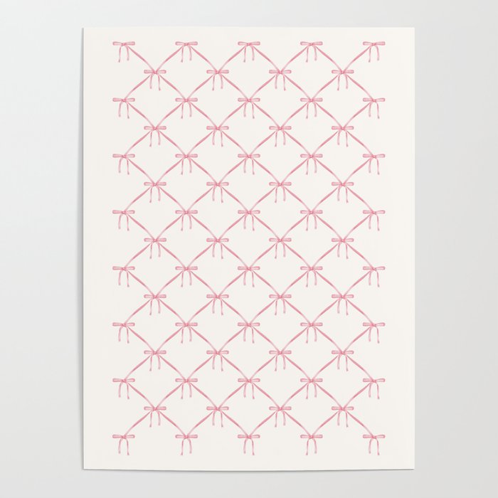 Bows & Ribbons Pattern I Pastel Pink Poster Gallery Image 1