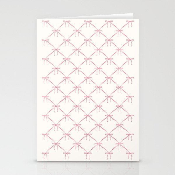 Bows & Ribbons Pattern I Pastel Pink Stationery Card Gallery Image 1