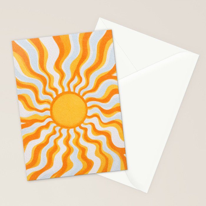 Radiant Sunburst Retro 70s Groovy Sunshine Vibes in Bold Orange and Yellow Stationery Card Gallery Image 2