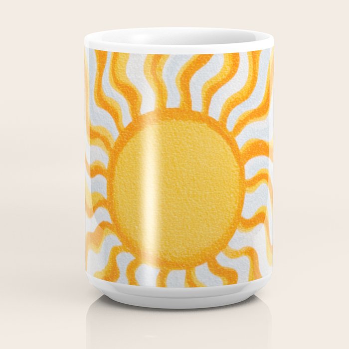Radiant Sunburst Retro 70s Groovy Sunshine Vibes in Bold Orange and Yellow Coffee Mug Gallery Image 4