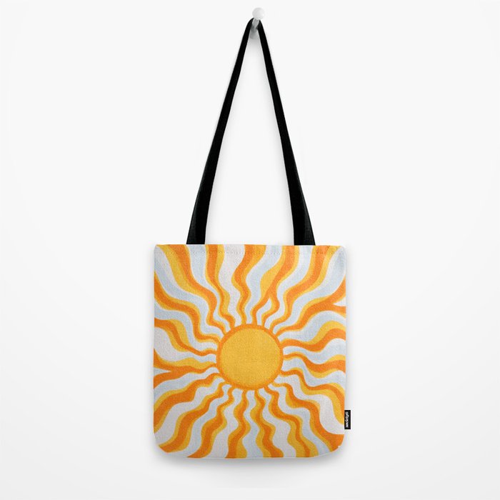 Radiant Sunburst Retro 70s Groovy Sunshine Vibes in Bold Orange and Yellow Tote Bag Gallery Image 2