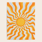 Radiant Sunburst Retro 70s Groovy Sunshine Vibes in Bold Orange and Yellow Poster Gallery Image 4
