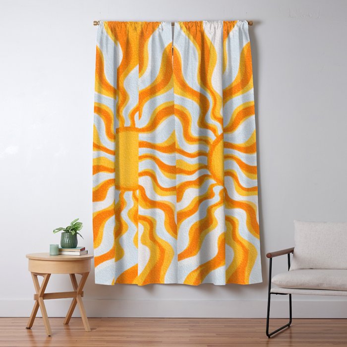 Radiant Sunburst Retro 70s Groovy Sunshine Vibes in Bold Orange and Yellow Window Curtain Gallery Image 5