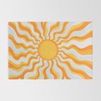 Radiant Sunburst Retro 70s Groovy Sunshine Vibes in Bold Orange and Yellow Rug Gallery Image 2
