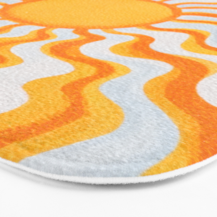Radiant Sunburst Retro 70s Groovy Sunshine Vibes in Bold Orange and Yellow Bath Mat Gallery Image 3