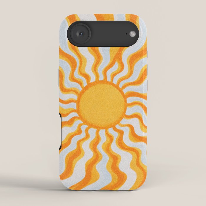 Radiant Sunburst Retro 70s Groovy Sunshine Vibes in Bold Orange and Yellow iPhone Case Gallery Image 2