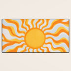 Radiant Sunburst Retro 70s Groovy Sunshine Vibes in Bold Orange and Yellow Desk Mat Gallery Image 3