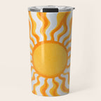 Radiant Sunburst Retro 70s Groovy Sunshine Vibes in Bold Orange and Yellow Travel Mug Gallery Image 1
