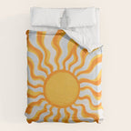 Radiant Sunburst Retro 70s Groovy Sunshine Vibes in Bold Orange and Yellow Duvet Cover Gallery Image 6