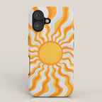 Radiant Sunburst Retro 70s Groovy Sunshine Vibes in Bold Orange and Yellow iPhone Case Gallery Image 1