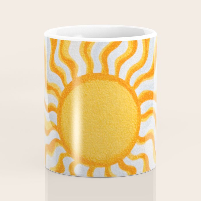 Radiant Sunburst Retro 70s Groovy Sunshine Vibes in Bold Orange and Yellow Coffee Mug Gallery Image 4