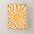 Radiant Sunburst Retro 70s Groovy Sunshine Vibes in Bold Orange and Yellow Mini Art Print Gallery Image 1