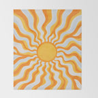Radiant Sunburst Retro 70s Groovy Sunshine Vibes in Bold Orange and Yellow Throw Blanket Gallery Image 2