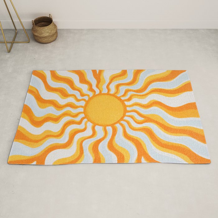 Radiant Sunburst Retro 70s Groovy Sunshine Vibes in Bold Orange