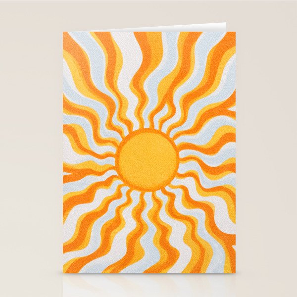 Radiant Sunburst Retro 70s Groovy Sunshine Vibes in Bold Orange and Yellow Stationery Card Gallery Image 2