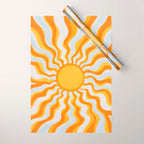 Radiant Sunburst Retro 70s Groovy Sunshine Vibes in Bold Orange and Yellow Wrapping Paper Gallery Image 1