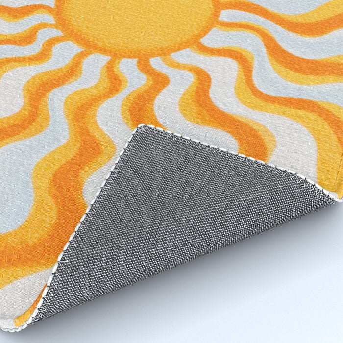 Radiant Sunburst Retro 70s Groovy Sunshine Vibes in Bold Orange and Yellow Rug Gallery Image 4
