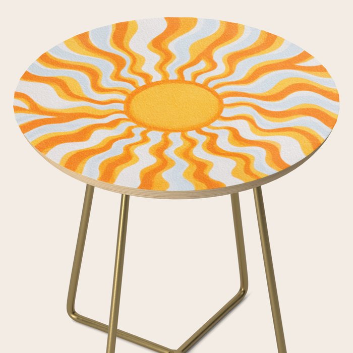 Radiant Sunburst Retro 70s Groovy Sunshine Vibes in Bold Orange and Yellow Side Table Gallery Image 2