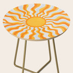 Radiant Sunburst Retro 70s Groovy Sunshine Vibes in Bold Orange and Yellow Side Table Gallery Image 2