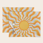 Radiant Sunburst Retro 70s Groovy Sunshine Vibes in Bold Orange and Yellow Placemat Gallery Image 1