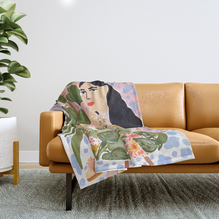 Botanical Lady Throw Blanket Gallery Image 1
