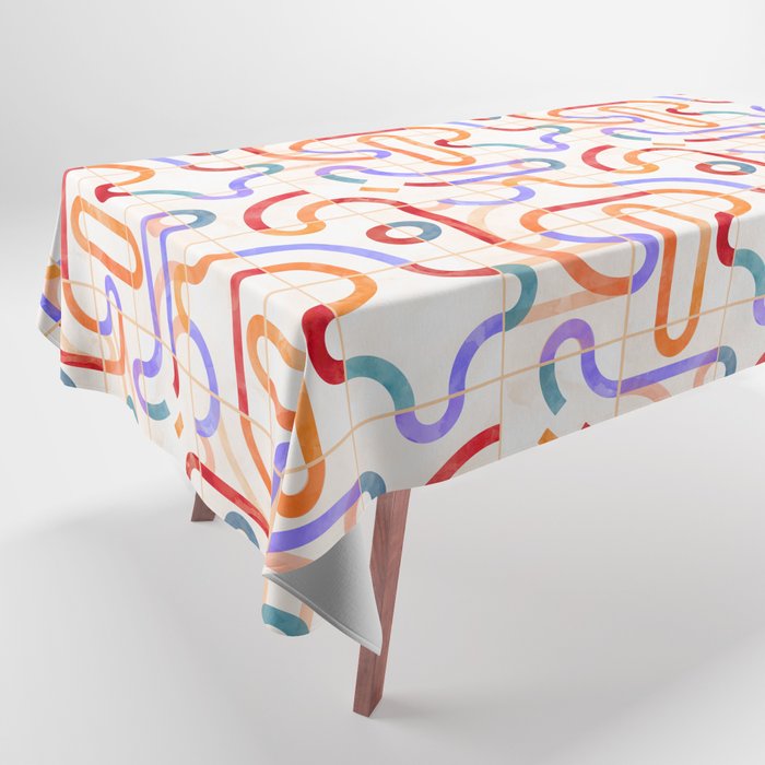Colorful Curved Path Tiles G Tablecloth Gallery Image 1