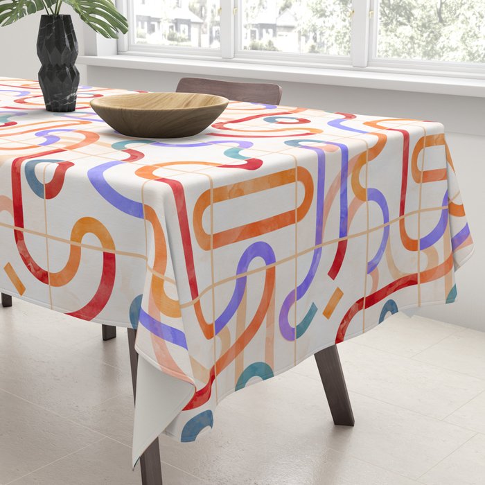 Colorful Curved Path Tiles G Tablecloth Gallery Image 3