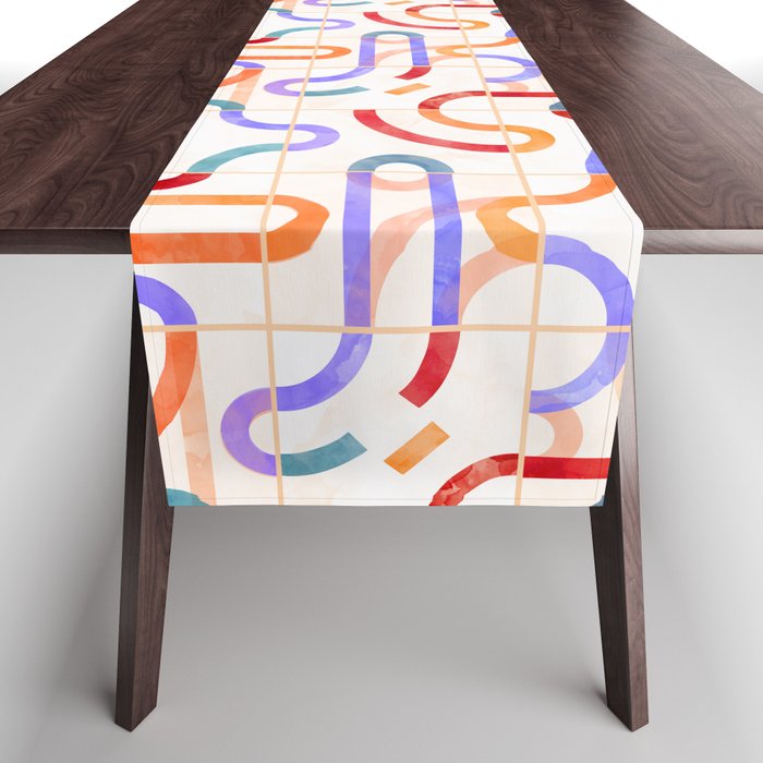 Colorful Curved Path Tiles G Table Runner Gallery Image 1