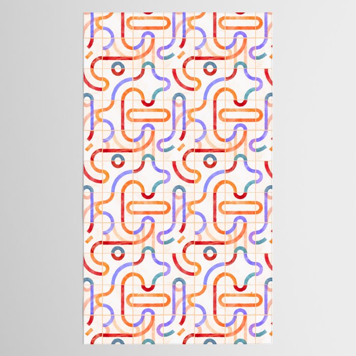 Colorful Curved Path Tiles G Tablecloth Gallery Image 2