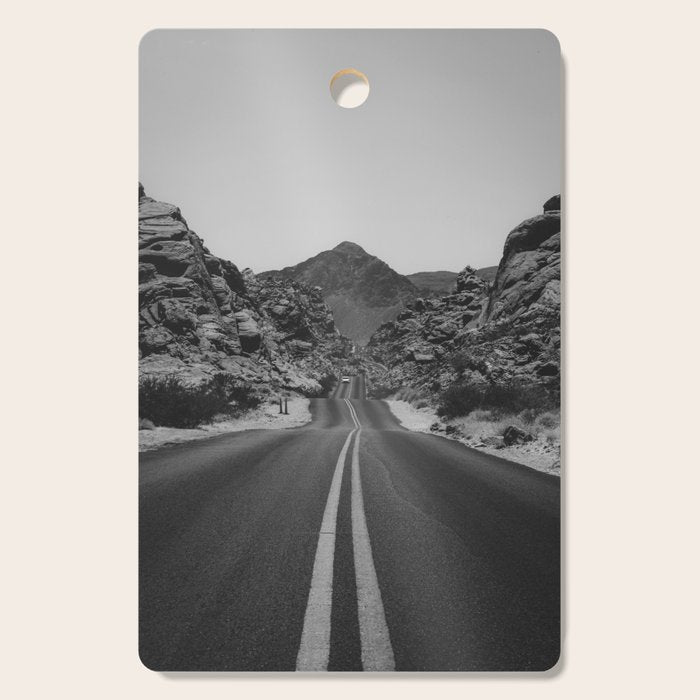Black and White Desert Road Cutting Board Gallery Image 1
