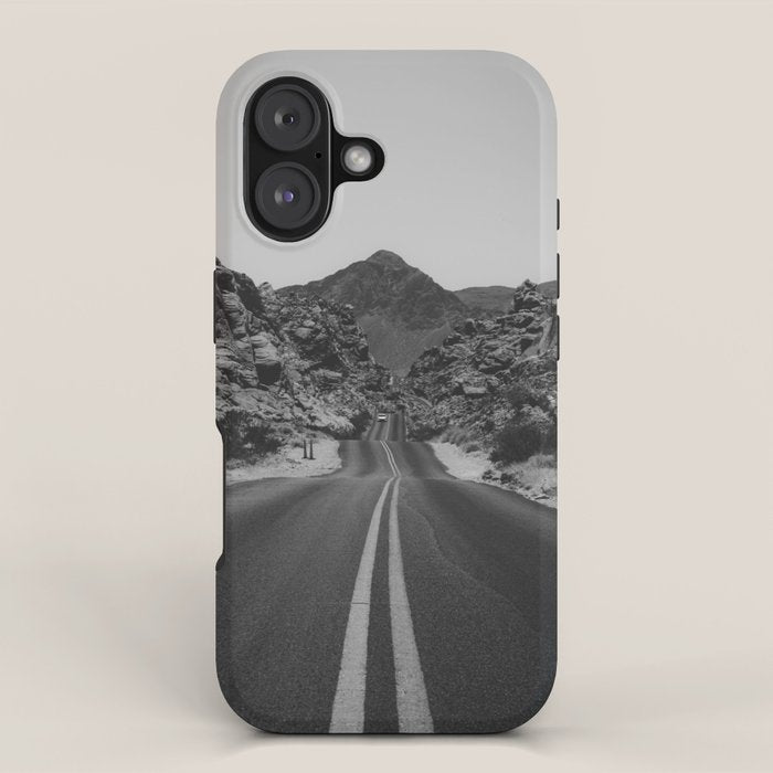 Black and White Desert Road iPhone Case Gallery Image 1