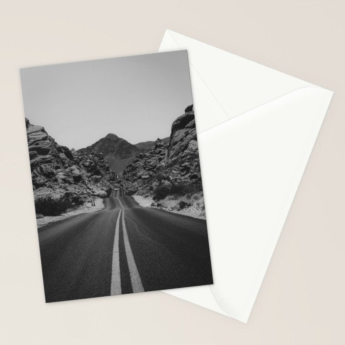 Black and White Desert Road Stationery Card Gallery Image 2