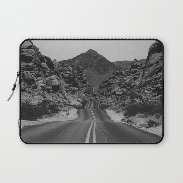 Black and White Desert Road Laptop Sleeve Gallery Image 1