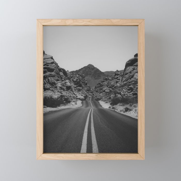 Black and White Desert Road Mini Art Print Gallery Image 1