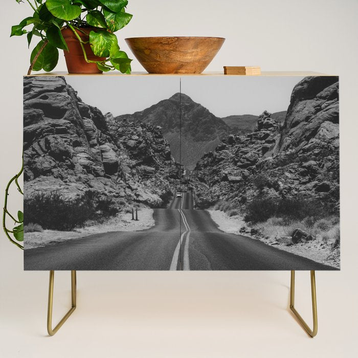 Black and White Desert Road Credenza Gallery Image 1