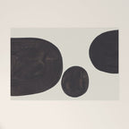Black & White Minimalist Abstract Shapes Patterns Black Ink Painting Welcome Mat Gallery Image 1