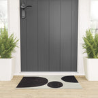 Black & White Minimalist Abstract Shapes Patterns Black Ink Painting Welcome Mat Gallery Image 3