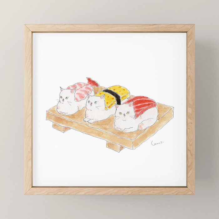 Sushi Nyanco -Sushi Cats- Mini Art Print Gallery Image 1