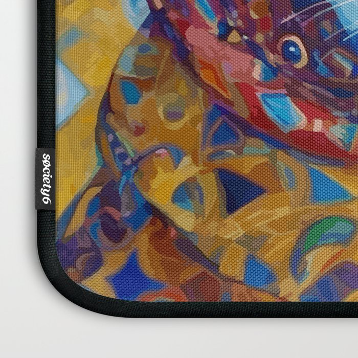 Klimt Cat with Green Eyes and a Colorful Scarf Laptop Sleeve Gallery Image 3
