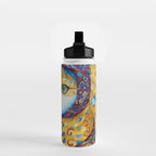Klimt Cat with Green Eyes and a Colorful Scarf Water Bottle Gallery Image 2
