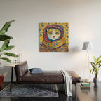 Klimt Cat with Green Eyes and a Colorful Scarf Wood Wall Art Gallery Image 2