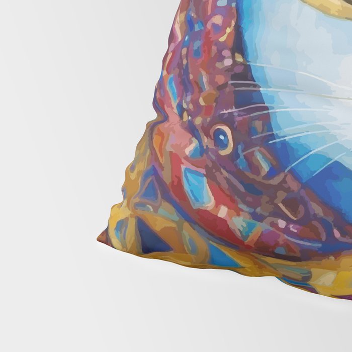 Klimt Cat with Green Eyes and a Colorful Scarf Pillow Sham Gallery Image 4