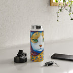 Klimt Cat with Green Eyes and a Colorful Scarf Water Bottle Gallery Image 4
